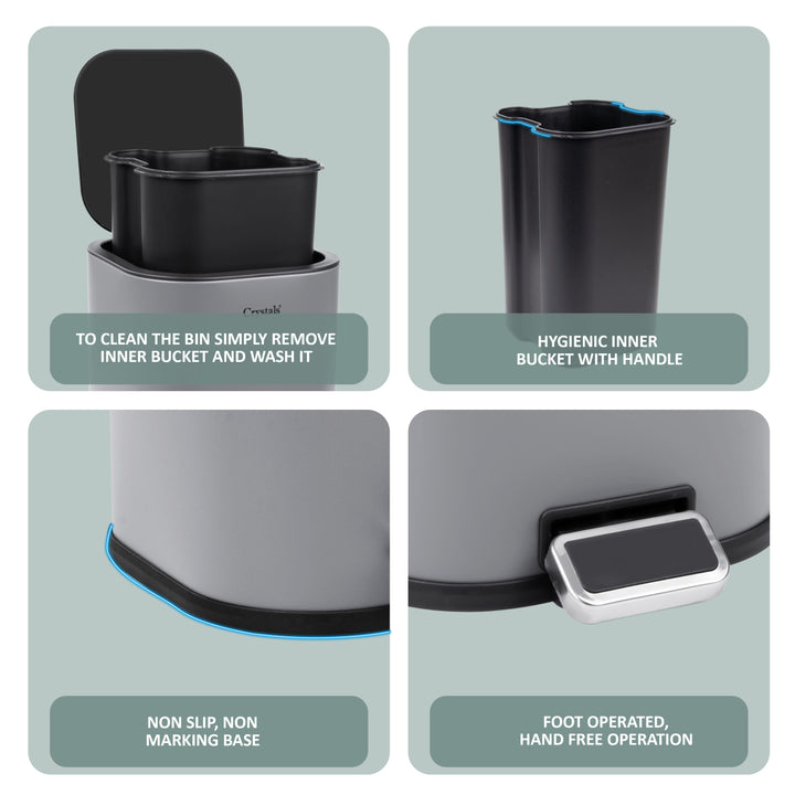 5L Soft Close Stainless Steel Pedal Bin