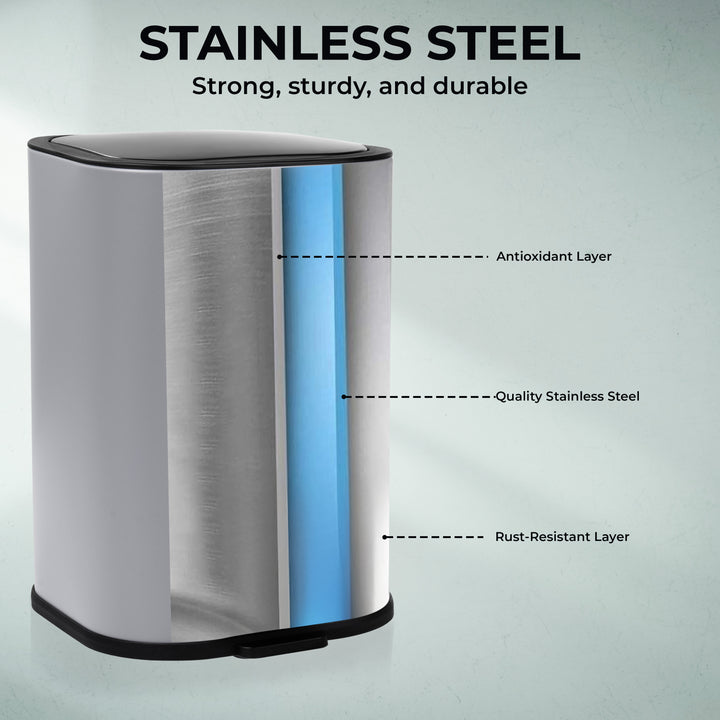 5L Soft Close Stainless Steel Pedal Bin