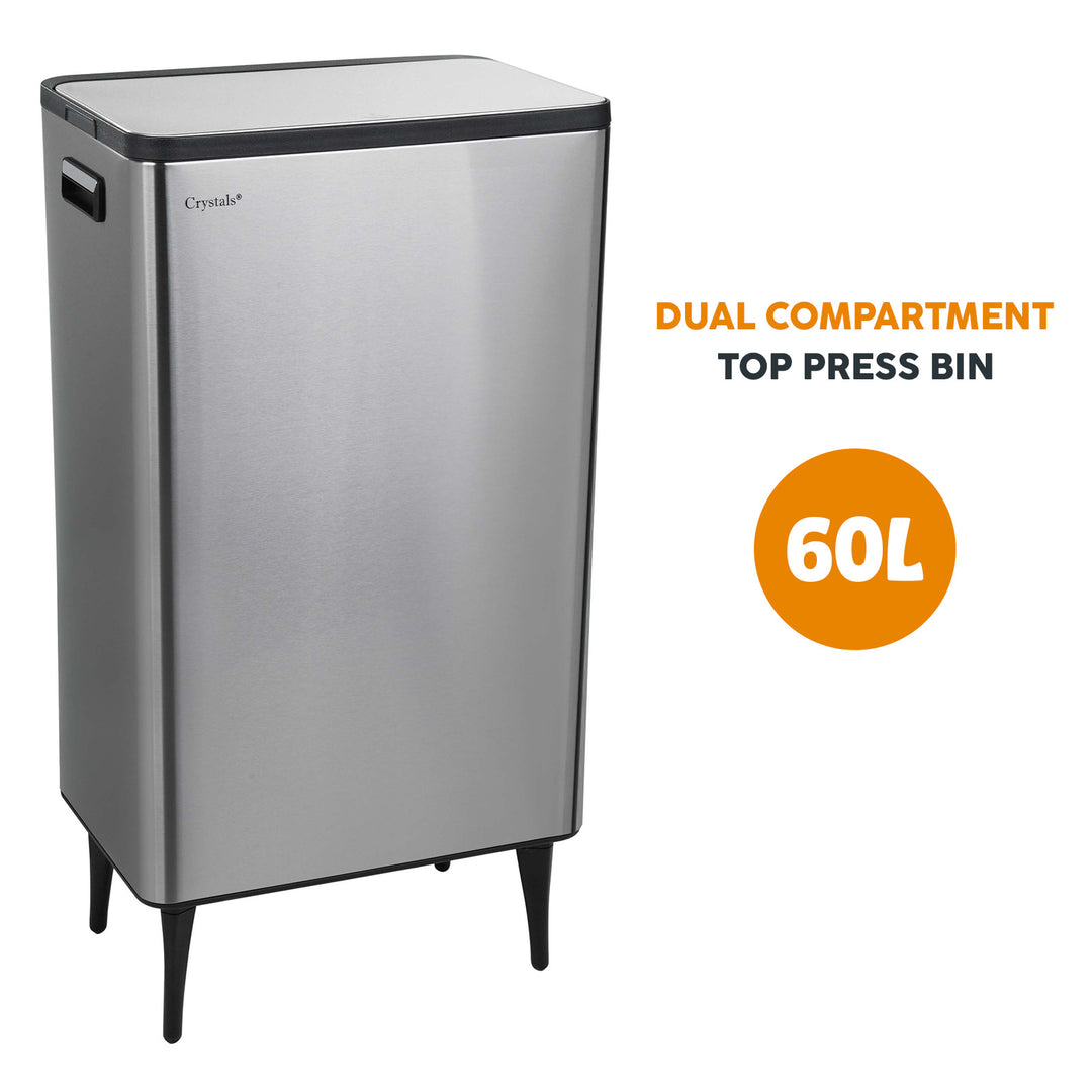 60L Dual Compartment Kitchen Bin