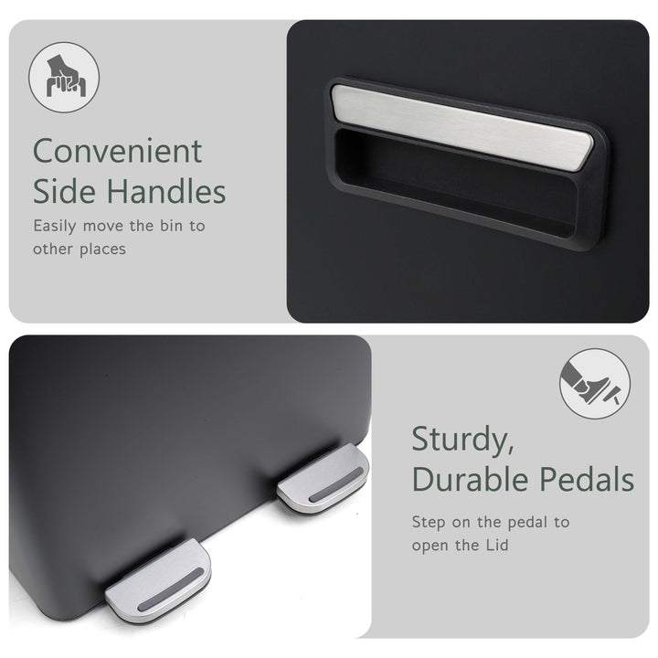 60L Dual Compartment Pedal Bin Black