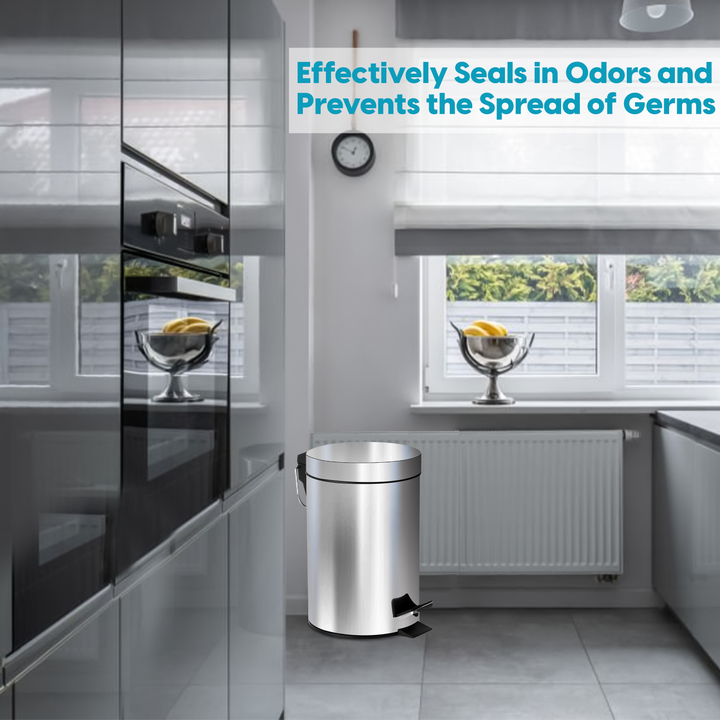 3L Pedal Bin with Toilet Brush Silver