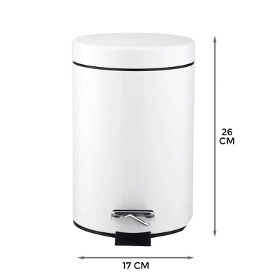 3 Litre Stainless Steel Pedal Bin White