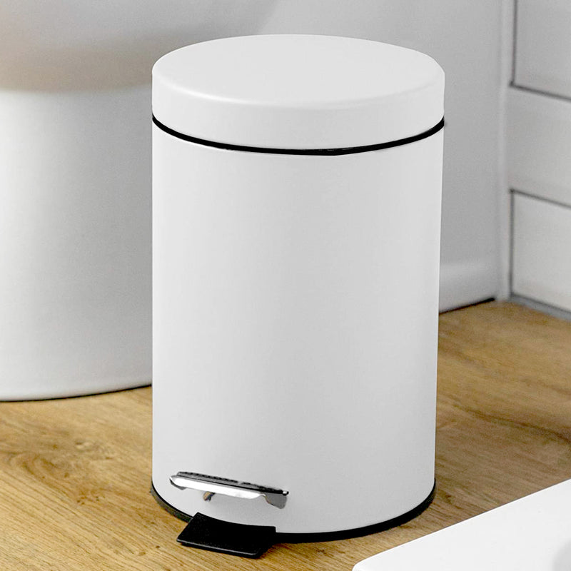 3 Litre Stainless Steel Pedal Bin White