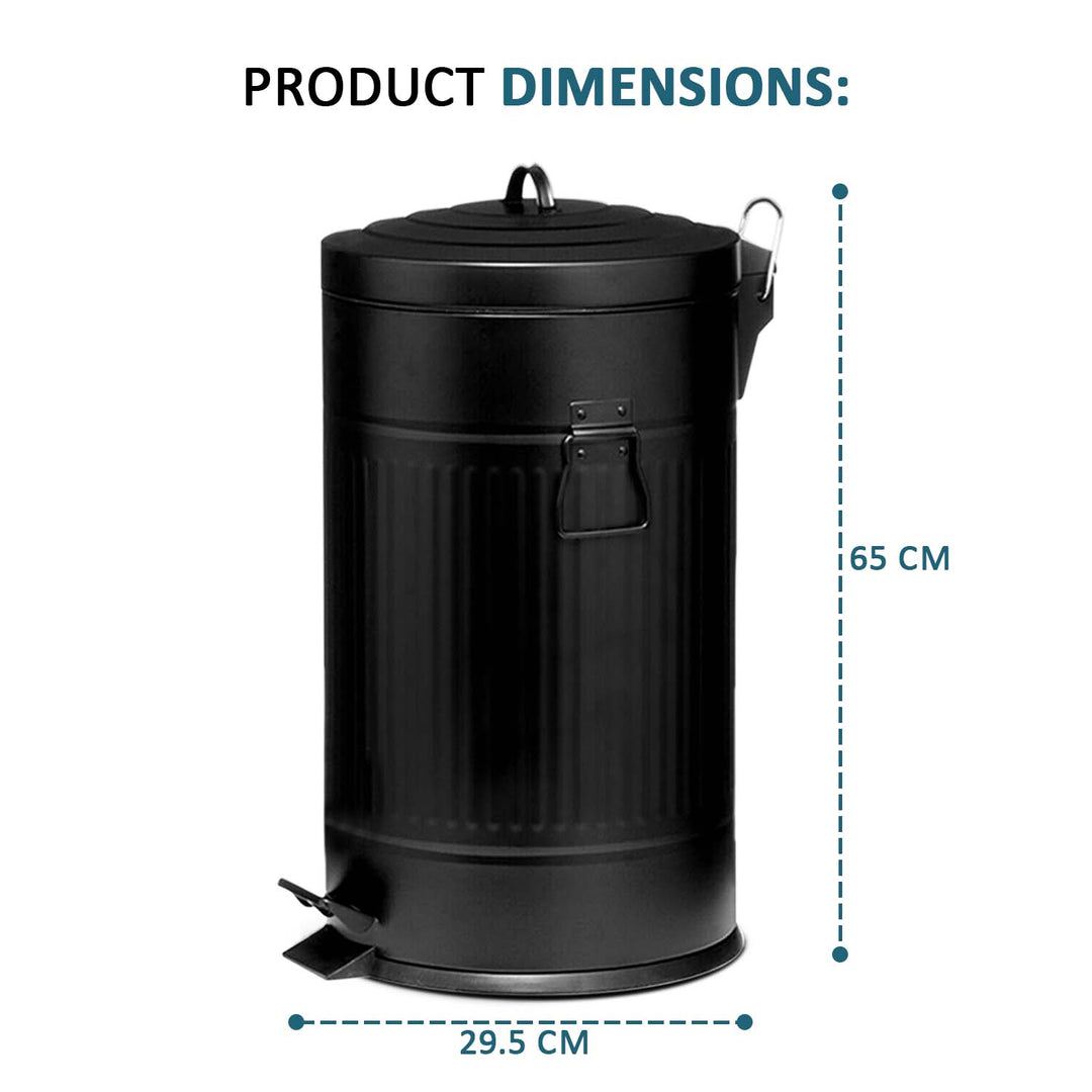 30 LTR American Style Black Pedal Bin