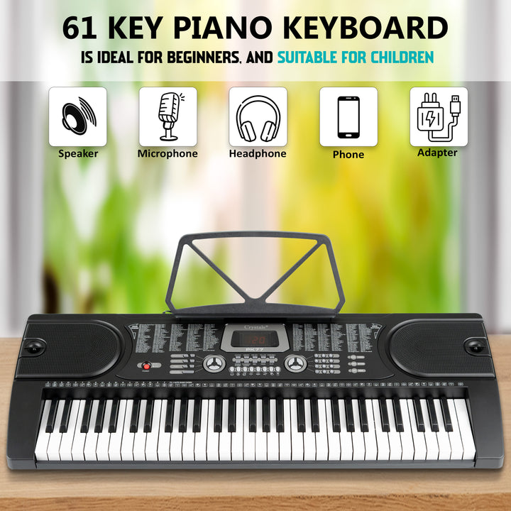 61 Keys Electronic Keyboard Piano + Stand & Music Chair