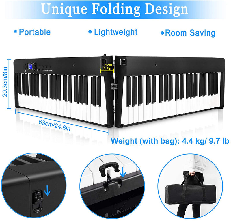 Folding Piano Keyboard 88 Keys Portable Foldable Lightweight