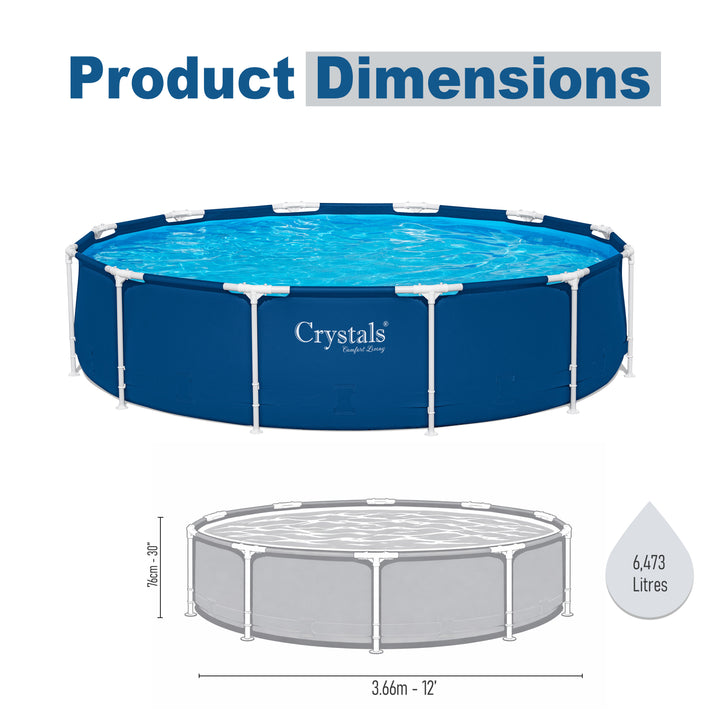 12 Feet Swimming Pool with Drink Holder &amp; Test Strips