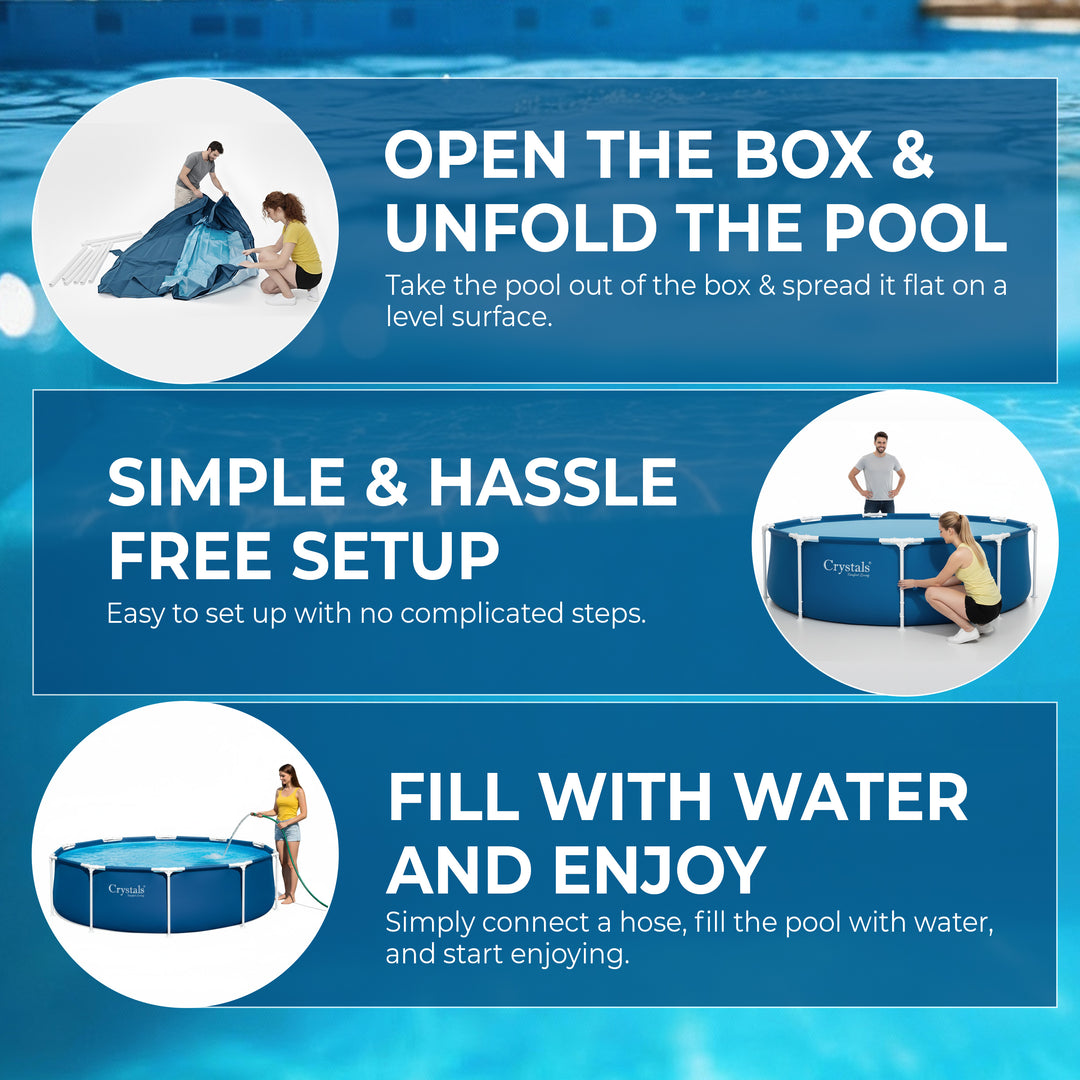 Round Above Ground Steel Swimming Pool - 12ft x 30in