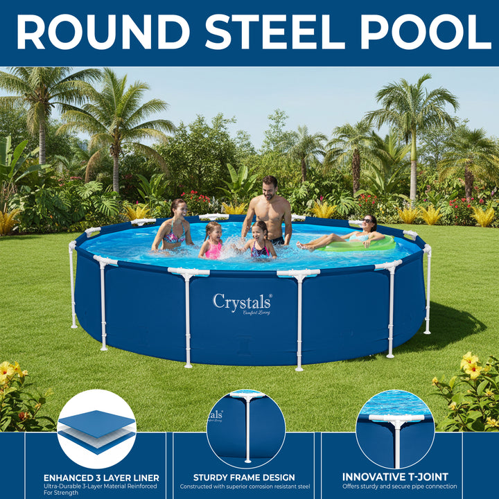 Round Above Ground Steel Swimming Pool - 12ft x 30in