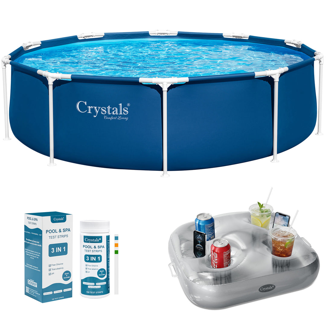 12 Feet Swimming Pool with Drink Holder &amp; Test Strips