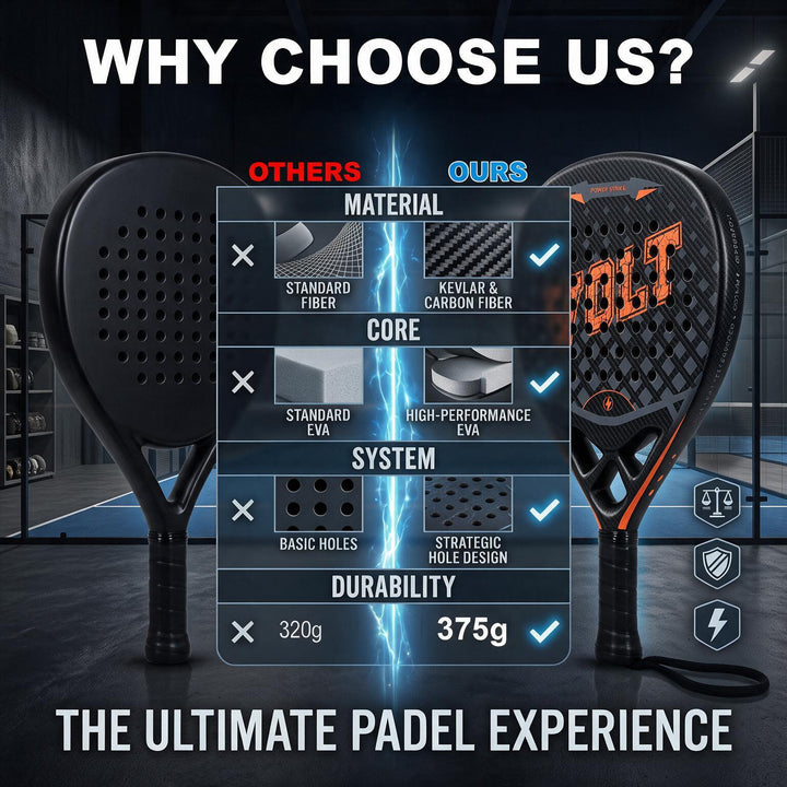 Padel Racket Carbon Fiber 375g &amp; Bag