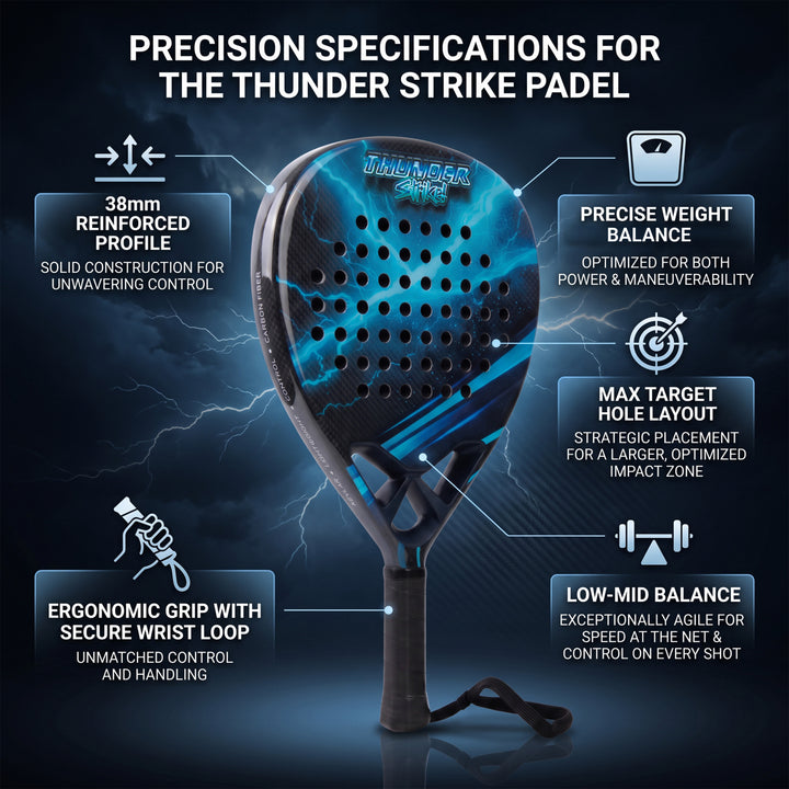 Padel Racket Carbon Fiber 375g &amp; Bag