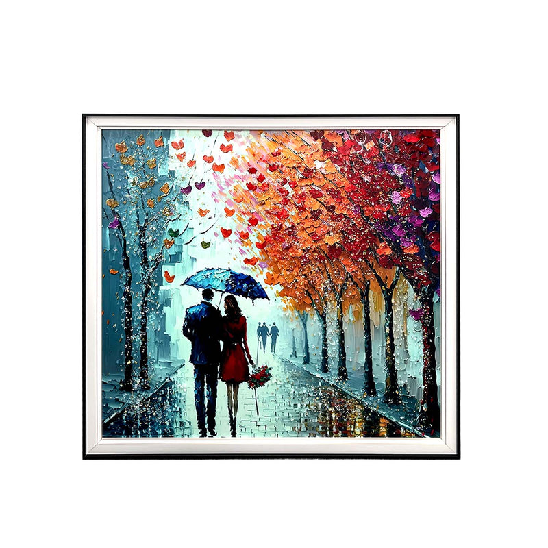 Couple Walking in the Rain Portrait - 80 x 80cm