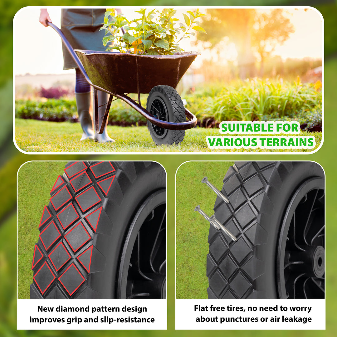 14" Puncture Proof Wheelbarrow Wheel - Black