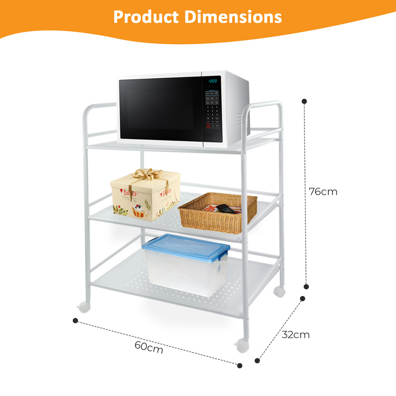 3 Tier Slim Kitchen Food Storage Trolley