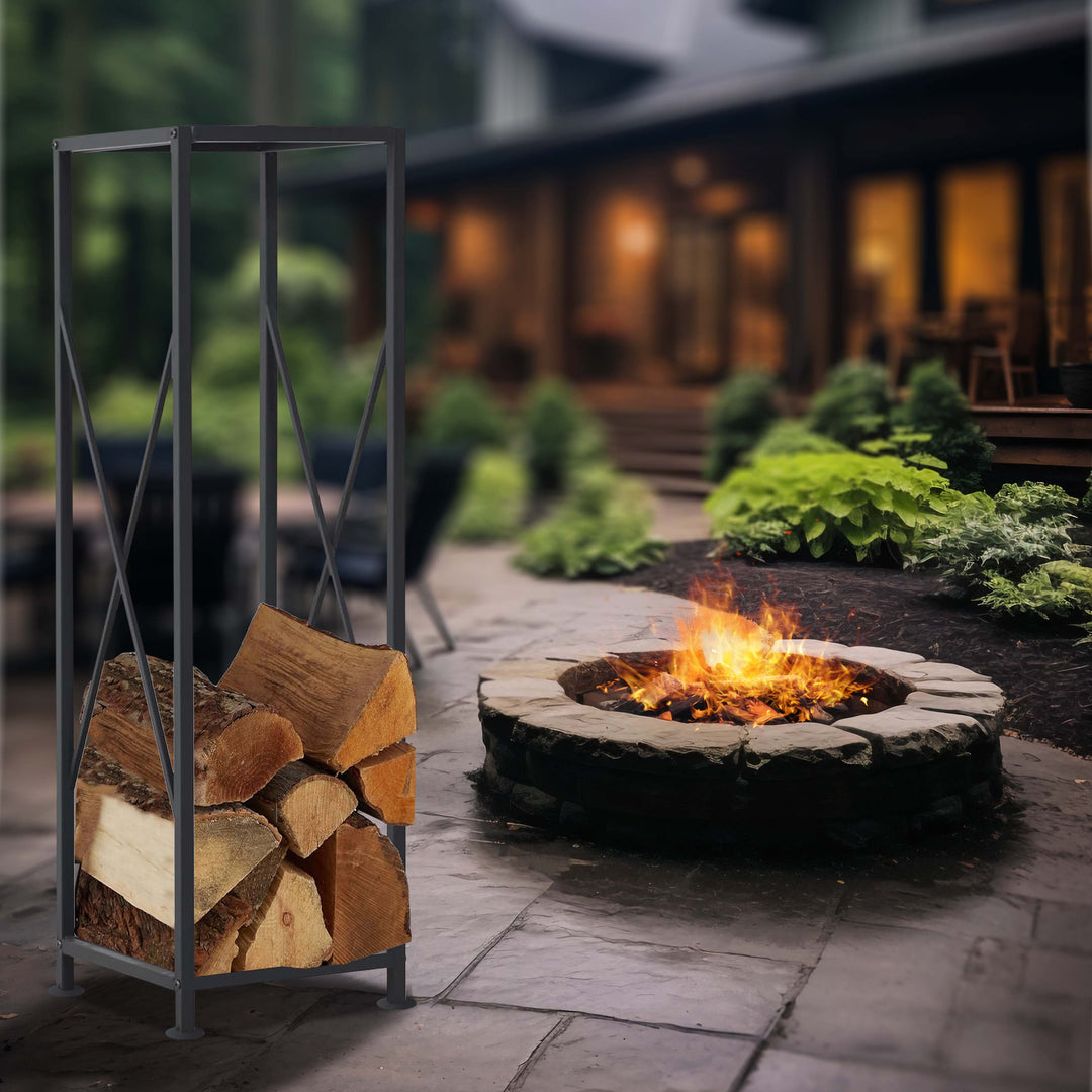 Metal Firewood Log Holder Rack for Fireplace