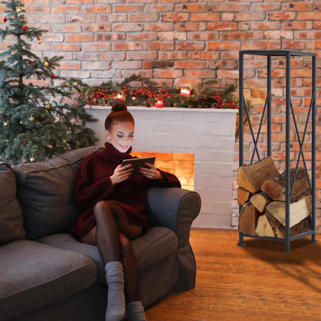 Metal Firewood Log Holder Rack for Fireplace