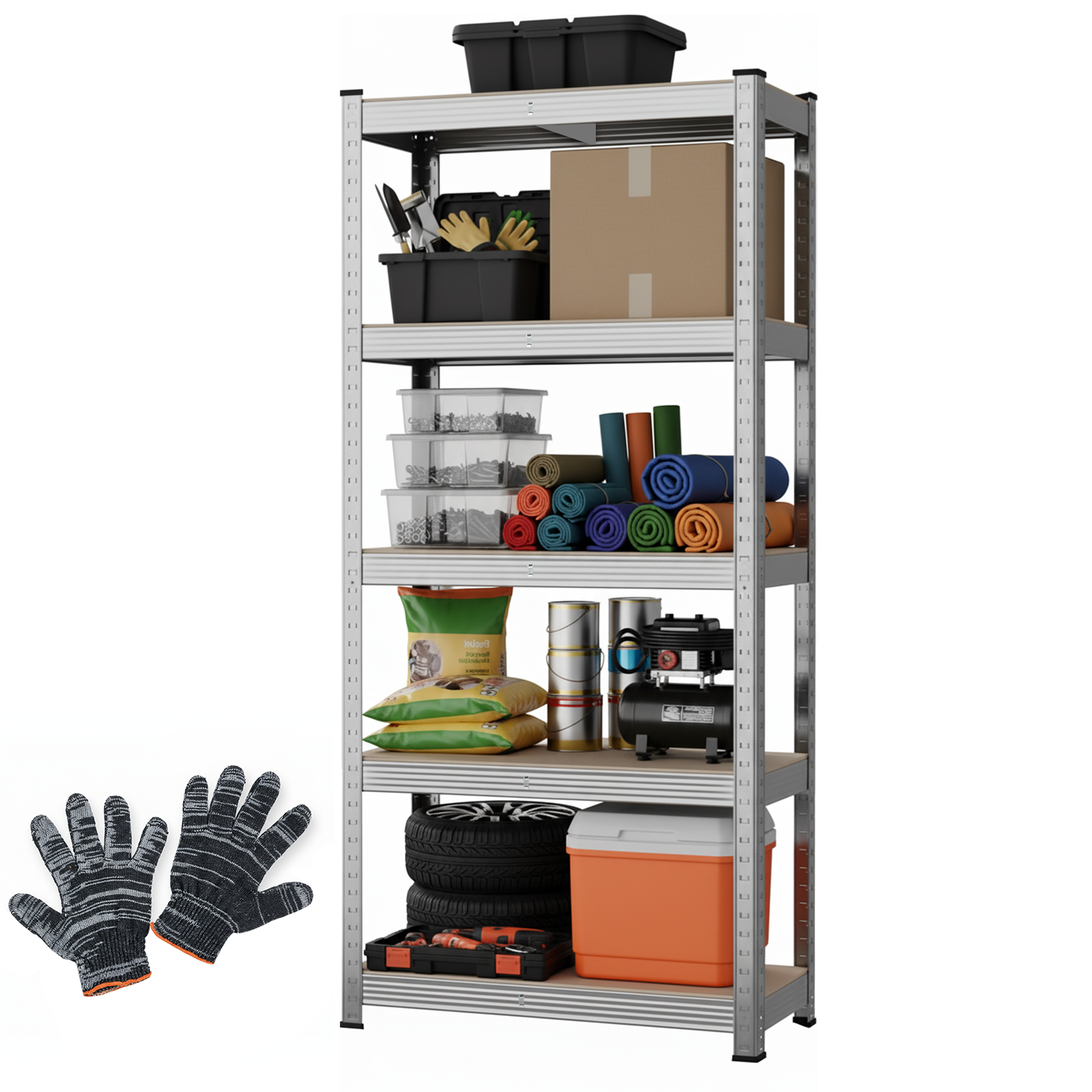5-Tier Heavy Duty Garage Storage Racking Shelf - 150 x 70 x 30cm ...