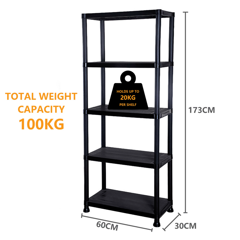 3/4/5 Tier Plastic Racking Shelving Storage Unit