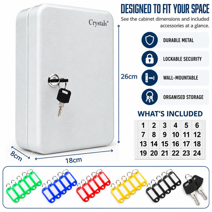 24 Keys Lockable Key Cabinet Safe
