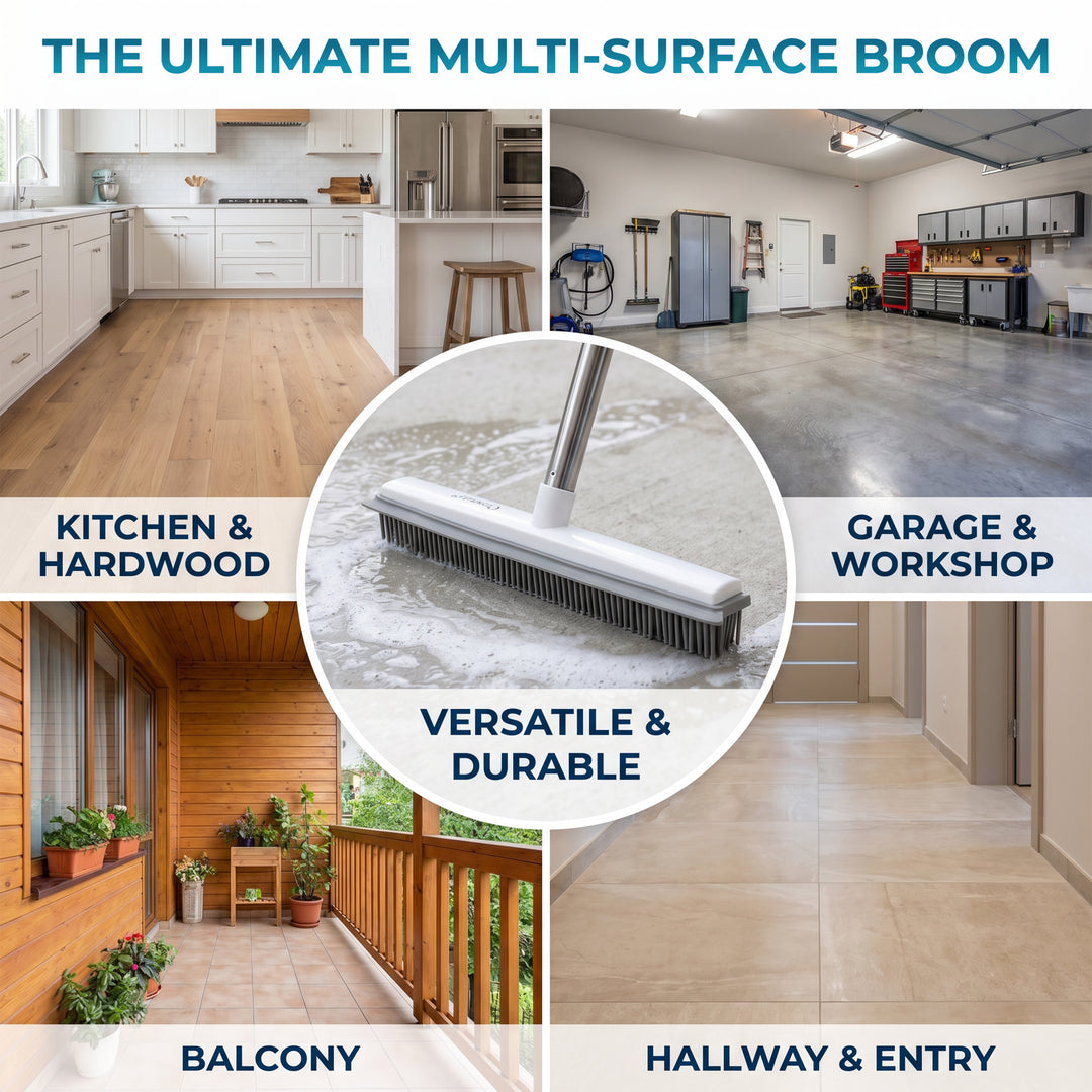2 in 1 Rubber Broom Brush with Sweeper