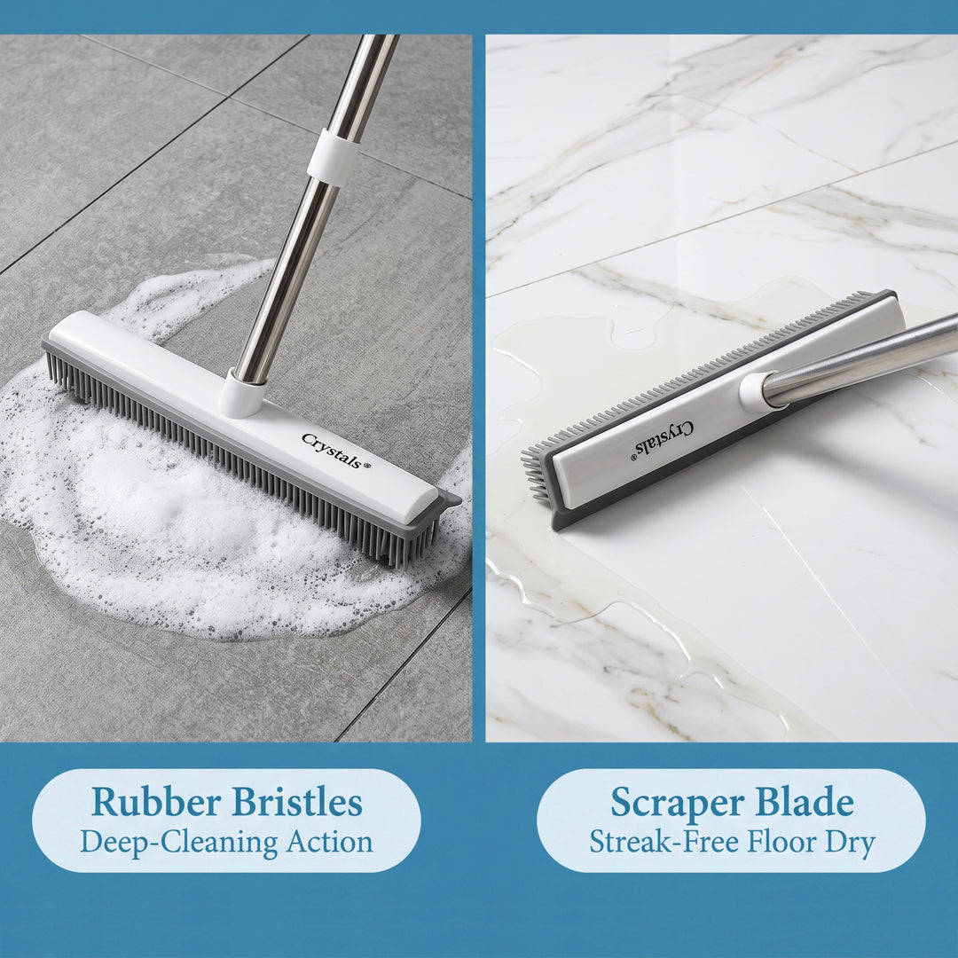 2 in 1 Rubber Broom Brush with Sweeper