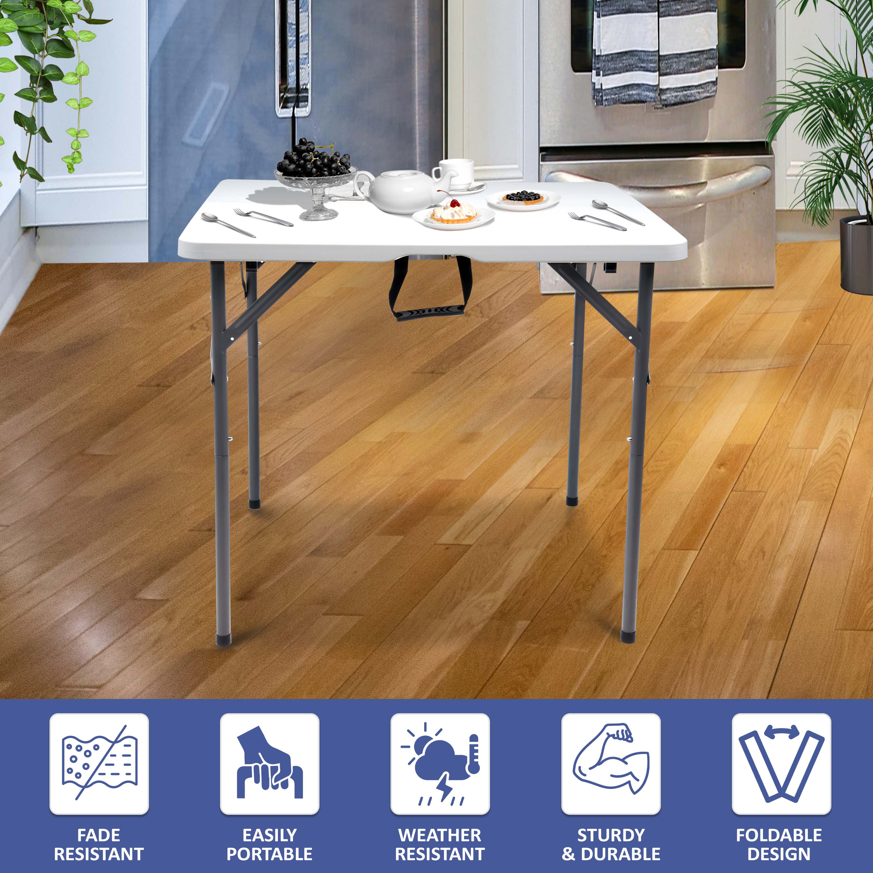 3ft Square White Folding Table – Denny Shop UK