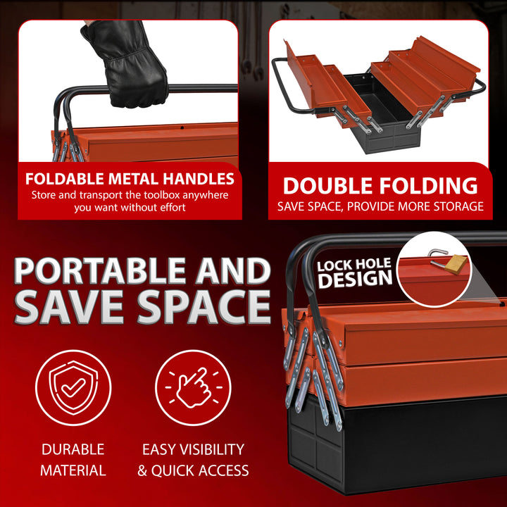 25" Heavy Duty Metal Cantilever Toolbox