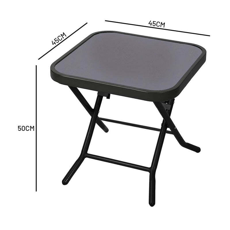 Glass Top Folding Side Square Table