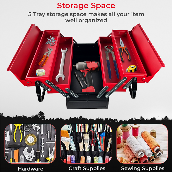 3 Tiers - 5 Trays Metal Tool Box - 470mm