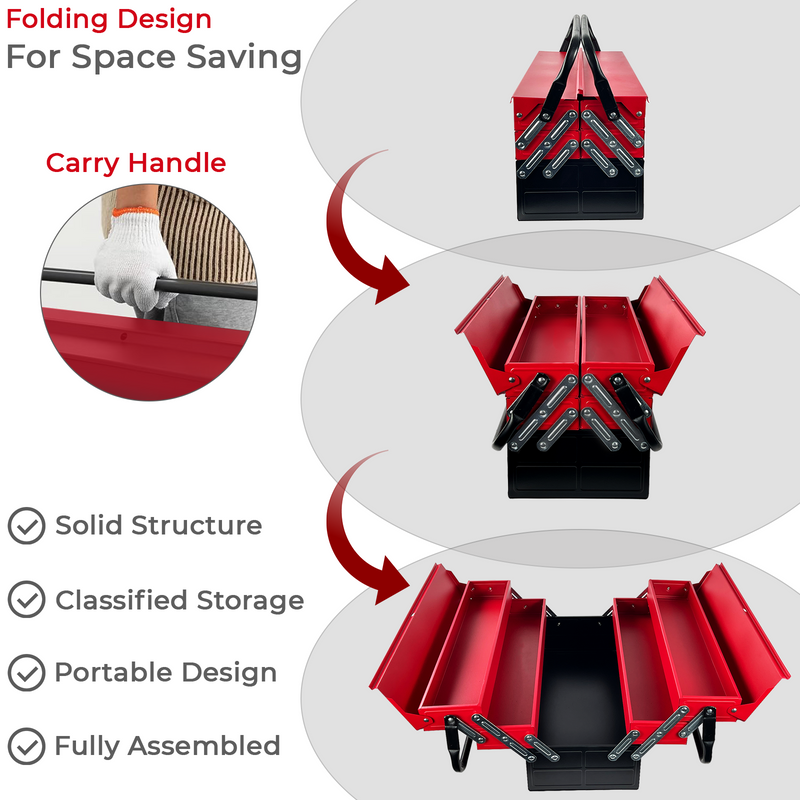 3 Tiers - 5 Trays Metal Tool Box