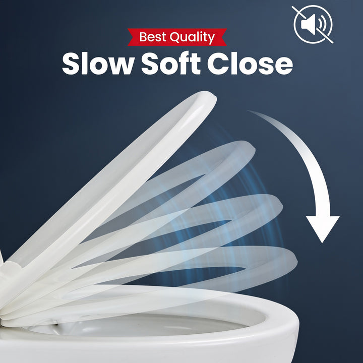 Slow Soft Close White Toilet Seat