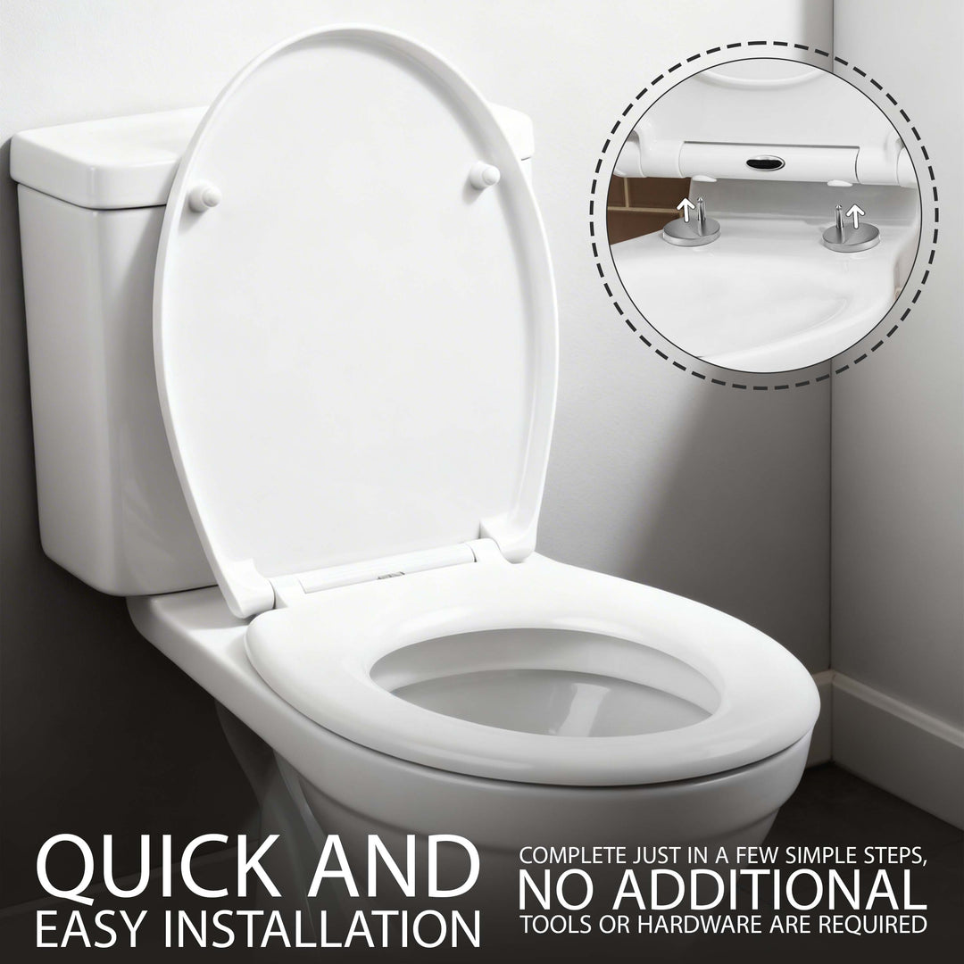 Slow Soft Close White Toilet Seat