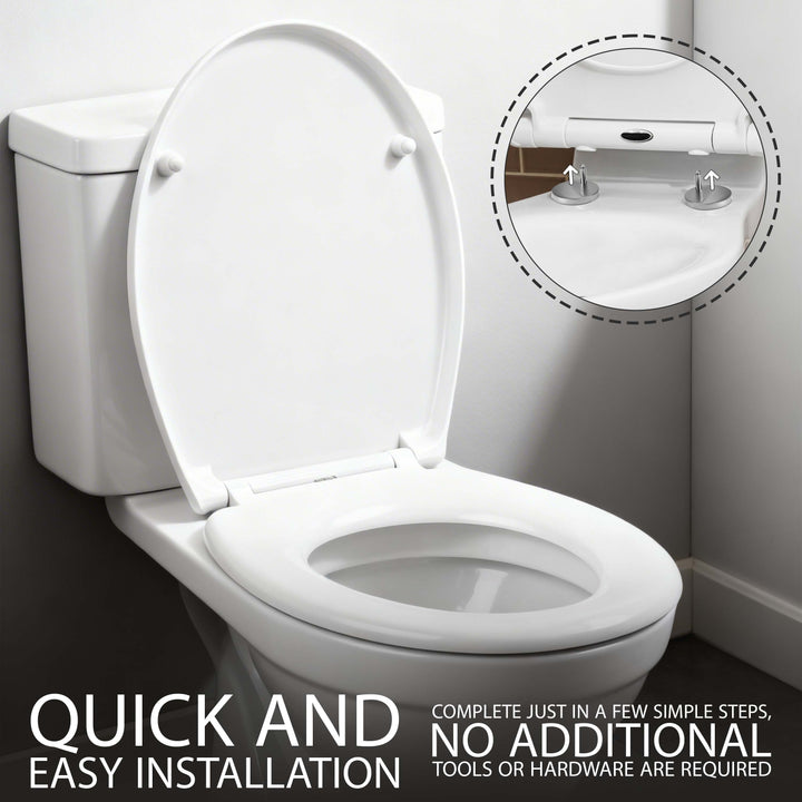 Slow Soft Close White Toilet Seat