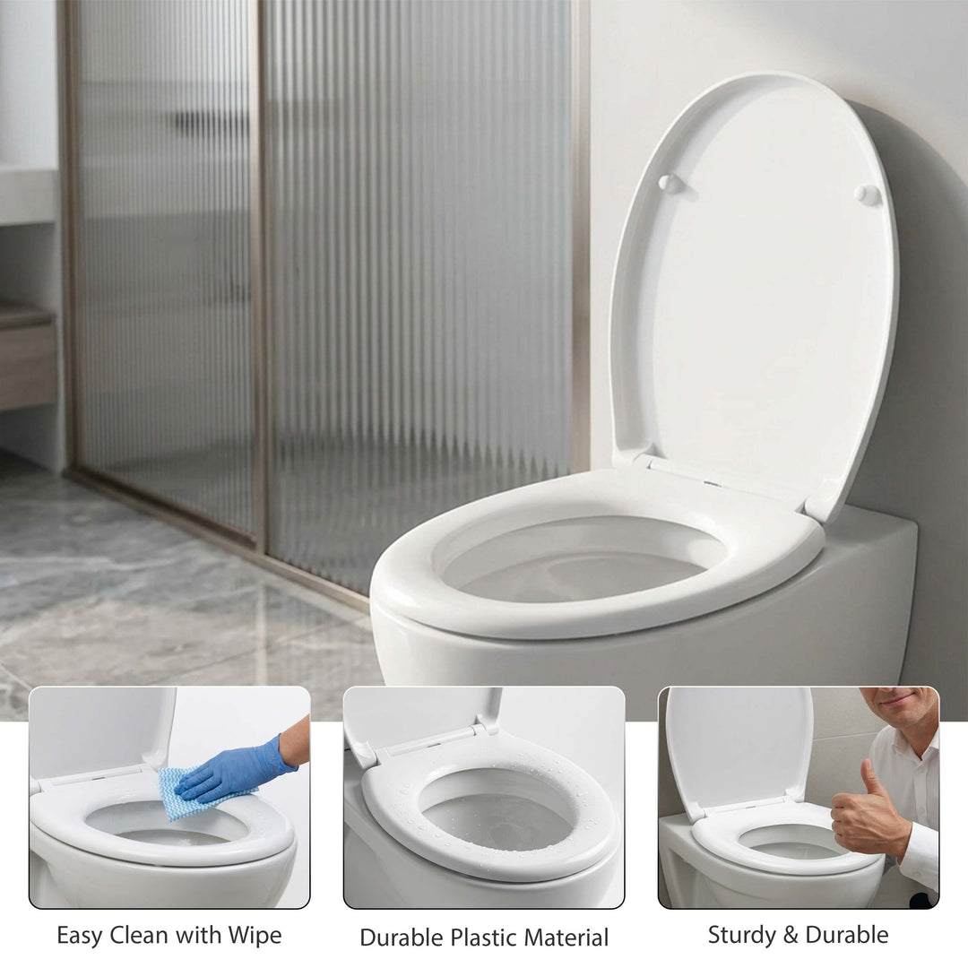 Slow Soft Close White Toilet Seat