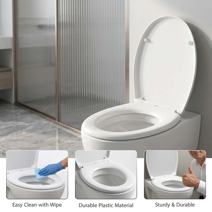 Slow Soft Close White Toilet Seat