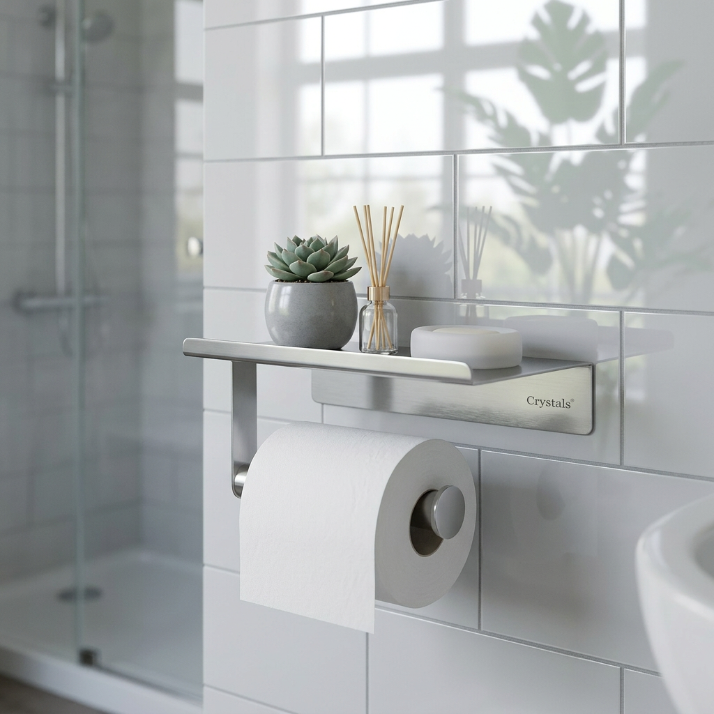 Self Adhesive Toilet Paper Holder with Phone Shelf