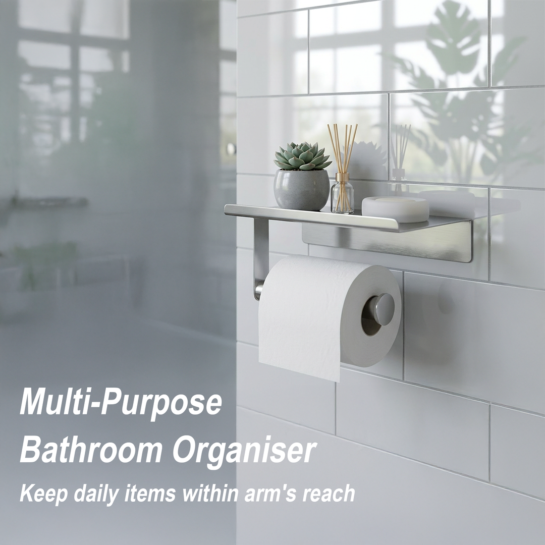 Self Adhesive Toilet Paper Holder with Phone Shelf