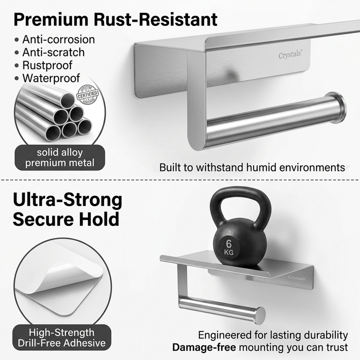 Self Adhesive Toilet Paper Holder with Phone Shelf