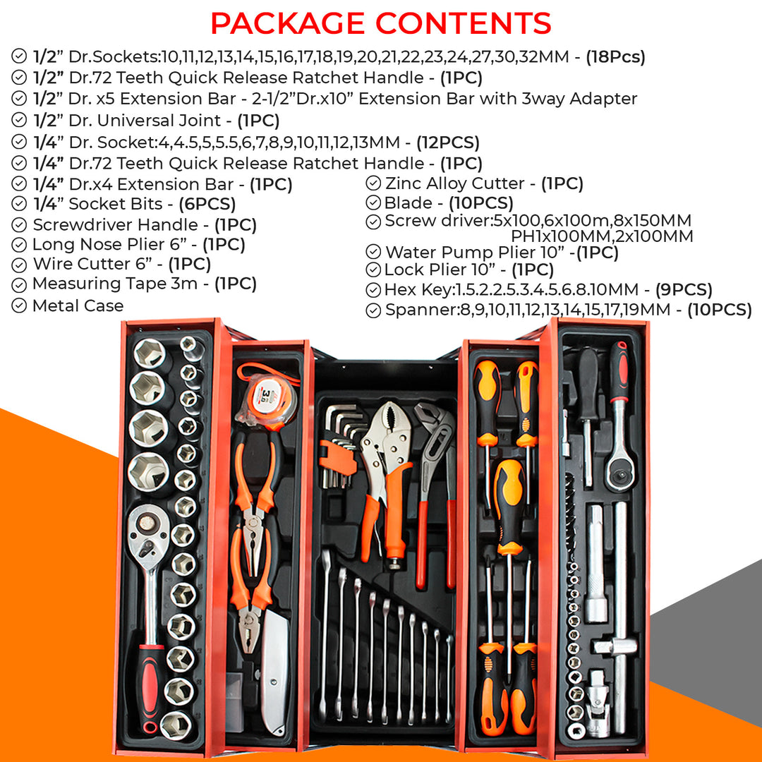 85Pcs 1/4" & 1/2" Socket Ratchet Screwdriver