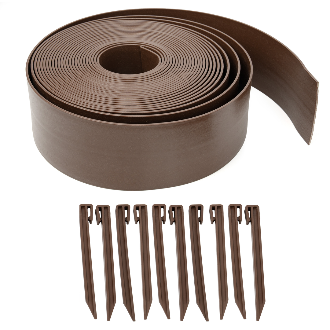 Flexible Lawn Edging with Plastic Pegs