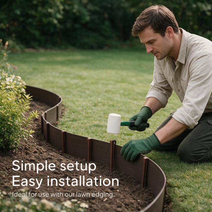 Flexible Lawn Edging with Plastic Pegs