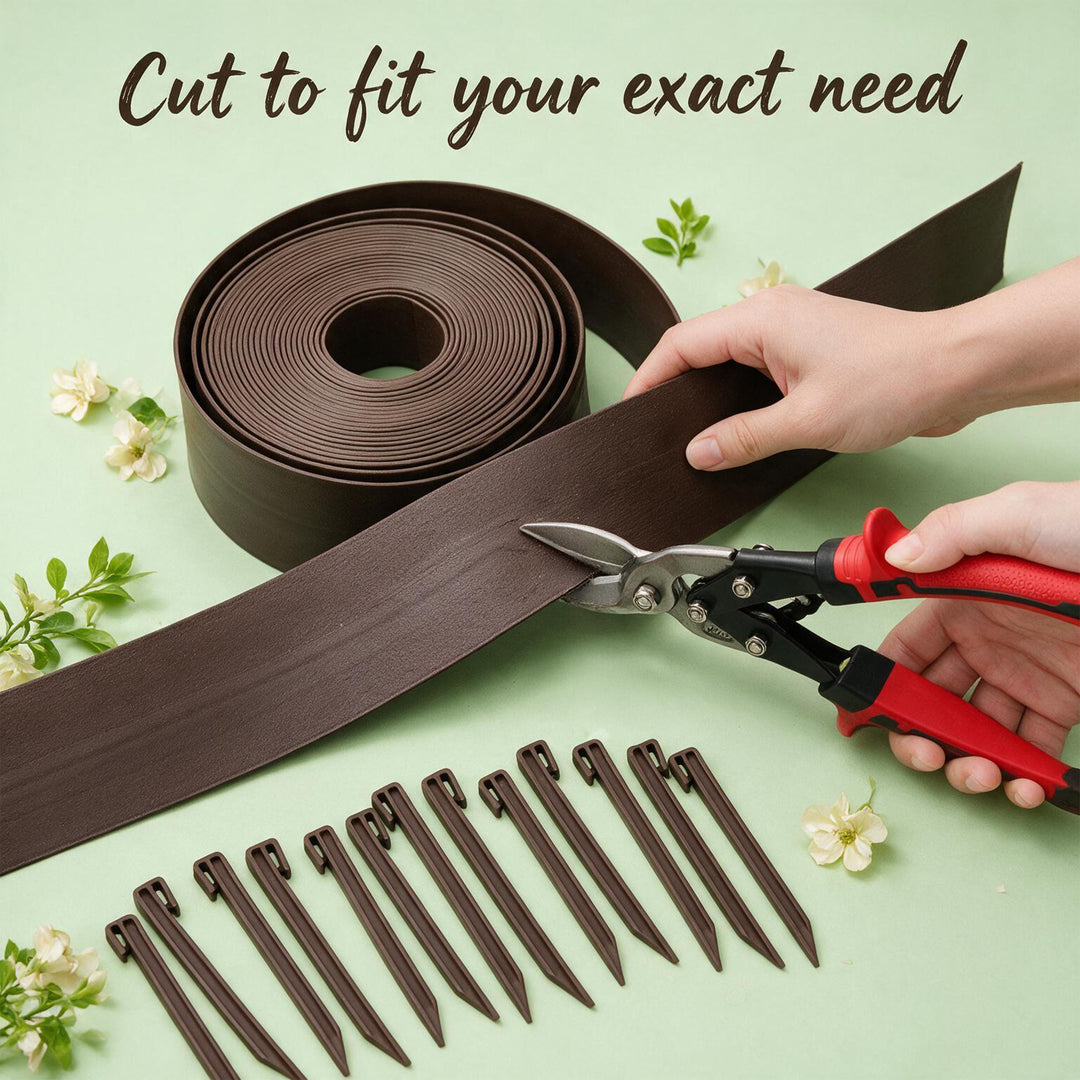 Flexible Lawn Edging with Plastic Pegs