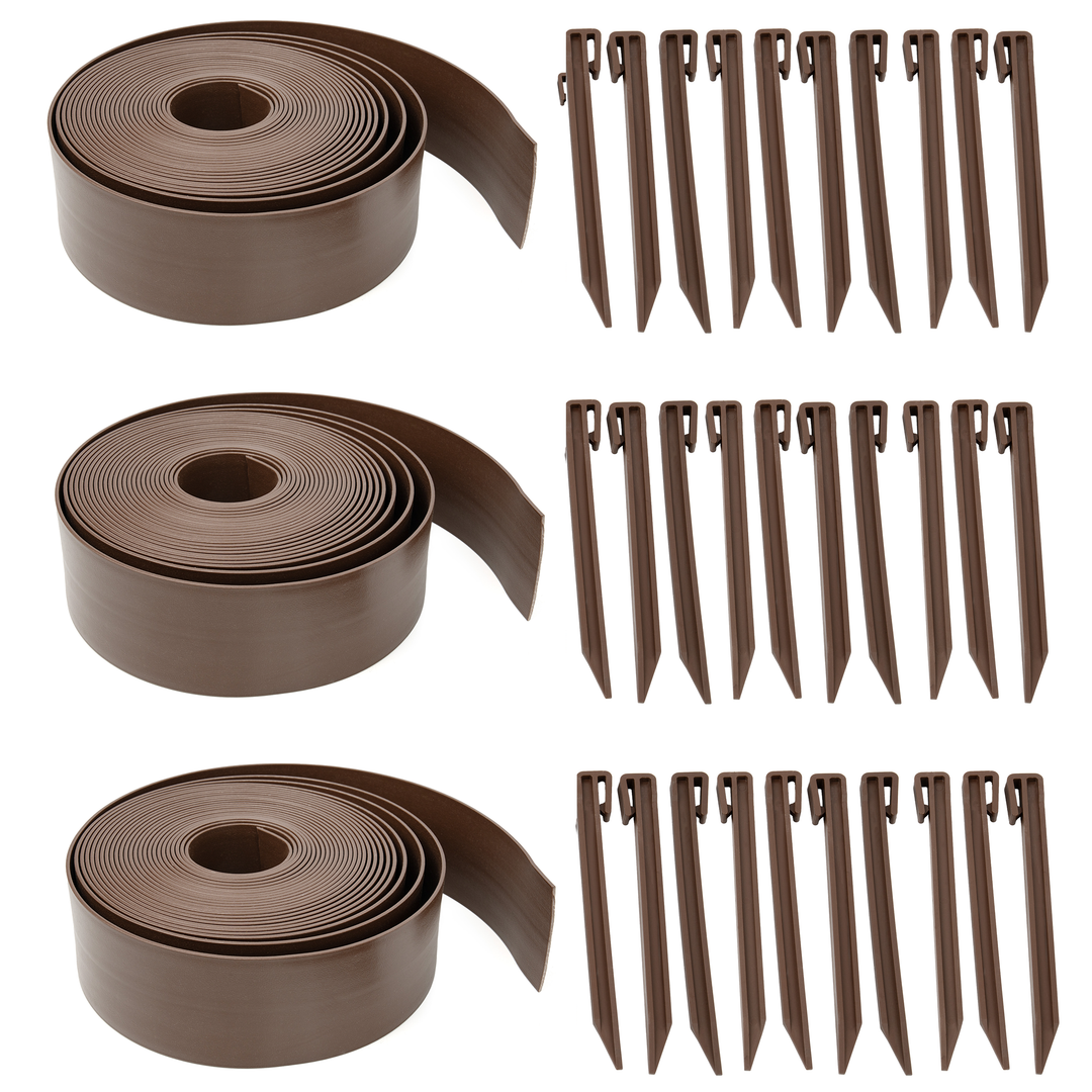 Flexible Lawn Edging with Plastic Pegs