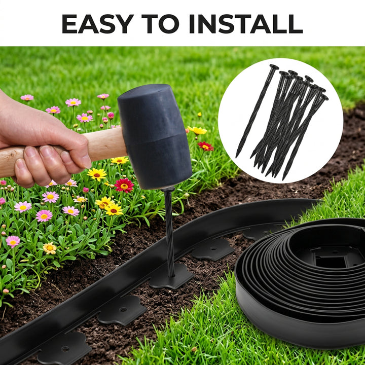 5cm Lawn Edging With Plastic Pegs