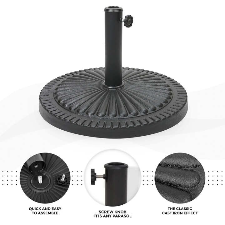 14kg Concrete Round Parasol Base - Black