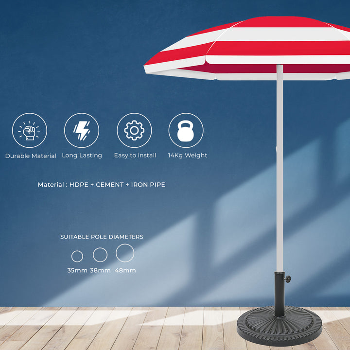 14kg Concrete Round Parasol Base - Black