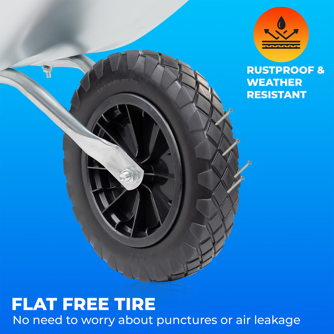 65L Heavy Duty Wheelbarrow with Puncture Proof Wheel