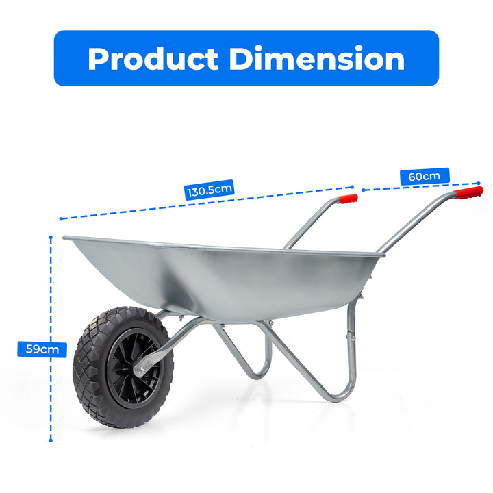 65L Heavy Duty Wheelbarrow with Puncture Proof Wheel