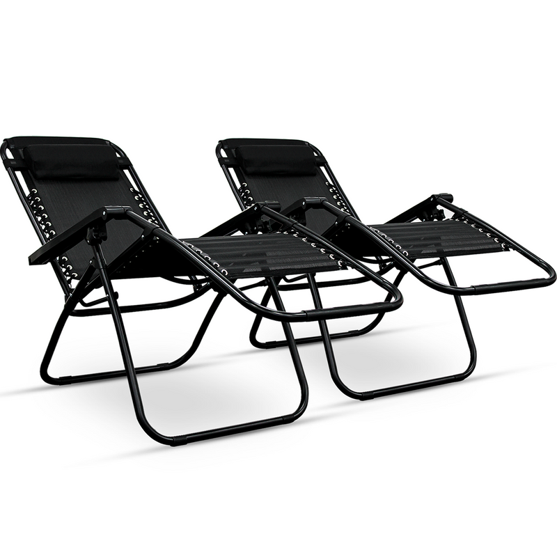 Set of 2 Zero Gravity Chair Sun lounger with Cup Holder